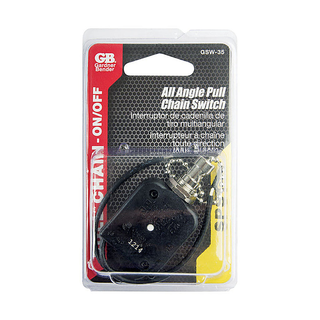 Gardner Bender GSW-35 Pull Chain Switch Black/Silver 1/Pack