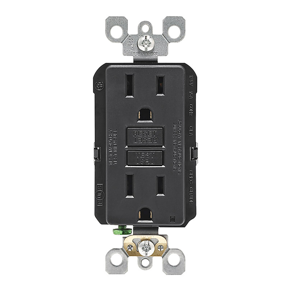 Leviton GFNT1-0KE SmartlockPro 15 amps 125 volt Duplex Black GFCI Outlet 5-15R 1/Pack