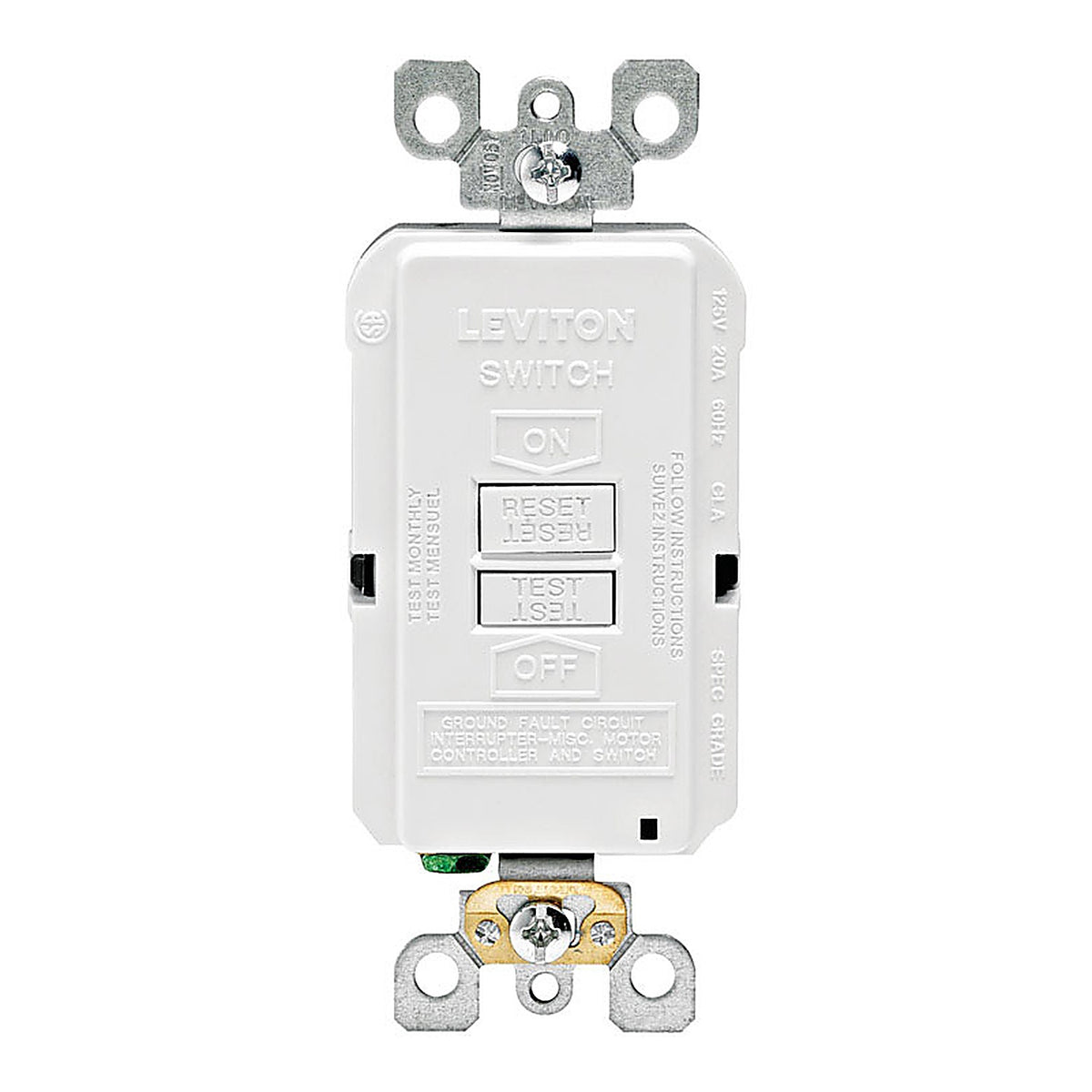 Leviton GFRBF-0KW SmartlockPro 20 amps 125 volt Duplex White GFCI Outlet 5-20R 1/Pack