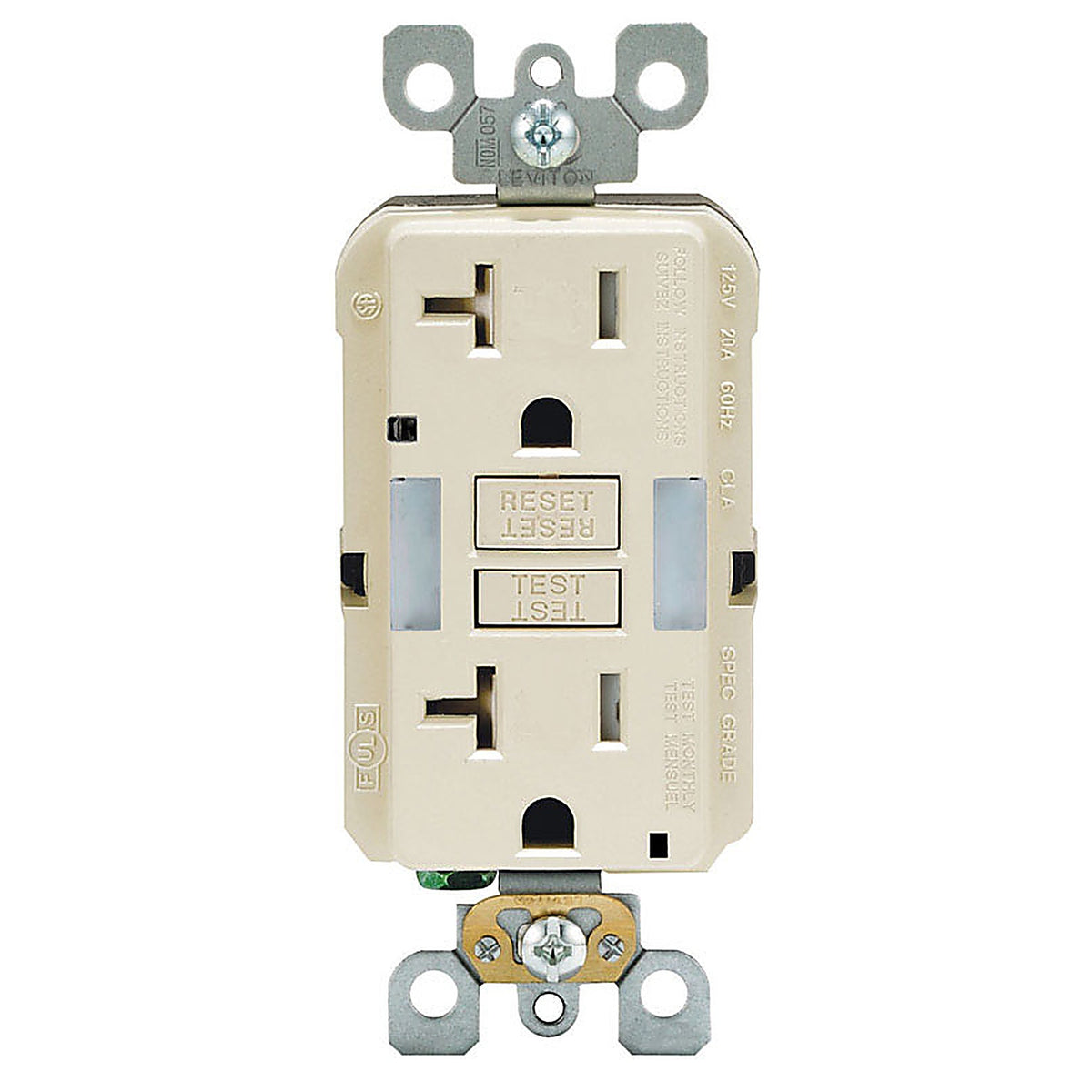 Leviton GFNL2-00T 20 amps 125 volt Duplex Light Almond GFCI Outlet 5-20R 1/Pack