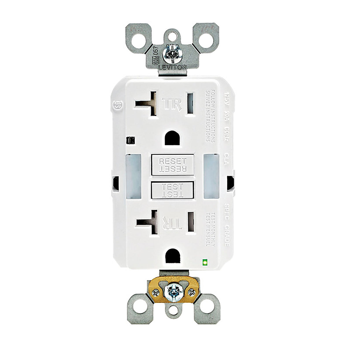 Leviton GFNL2-00W SmartlockPro 20 amps 125 volt Duplex White GFCI Outlet 5-20R 1/Pack
