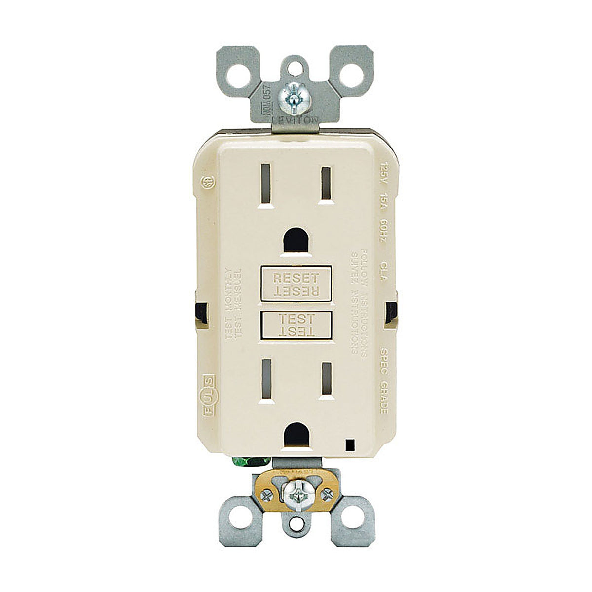 Leviton GFTR1-0KT SmartlockPro 15 amps 125 volt Duplex Light Almond GFCI Outlet 5-15R 1/Pack