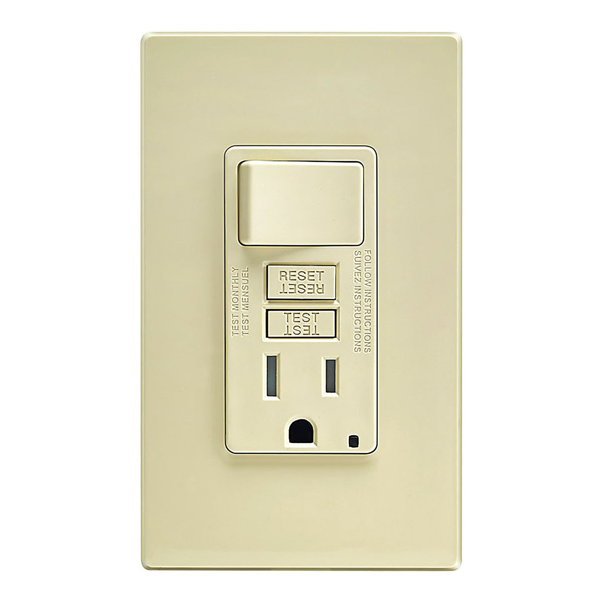 Leviton C91-GFSW1-00I SmartlockPro 15 amps 125 volt Ivory GFCI Outlet 5-15R 1/Pack
