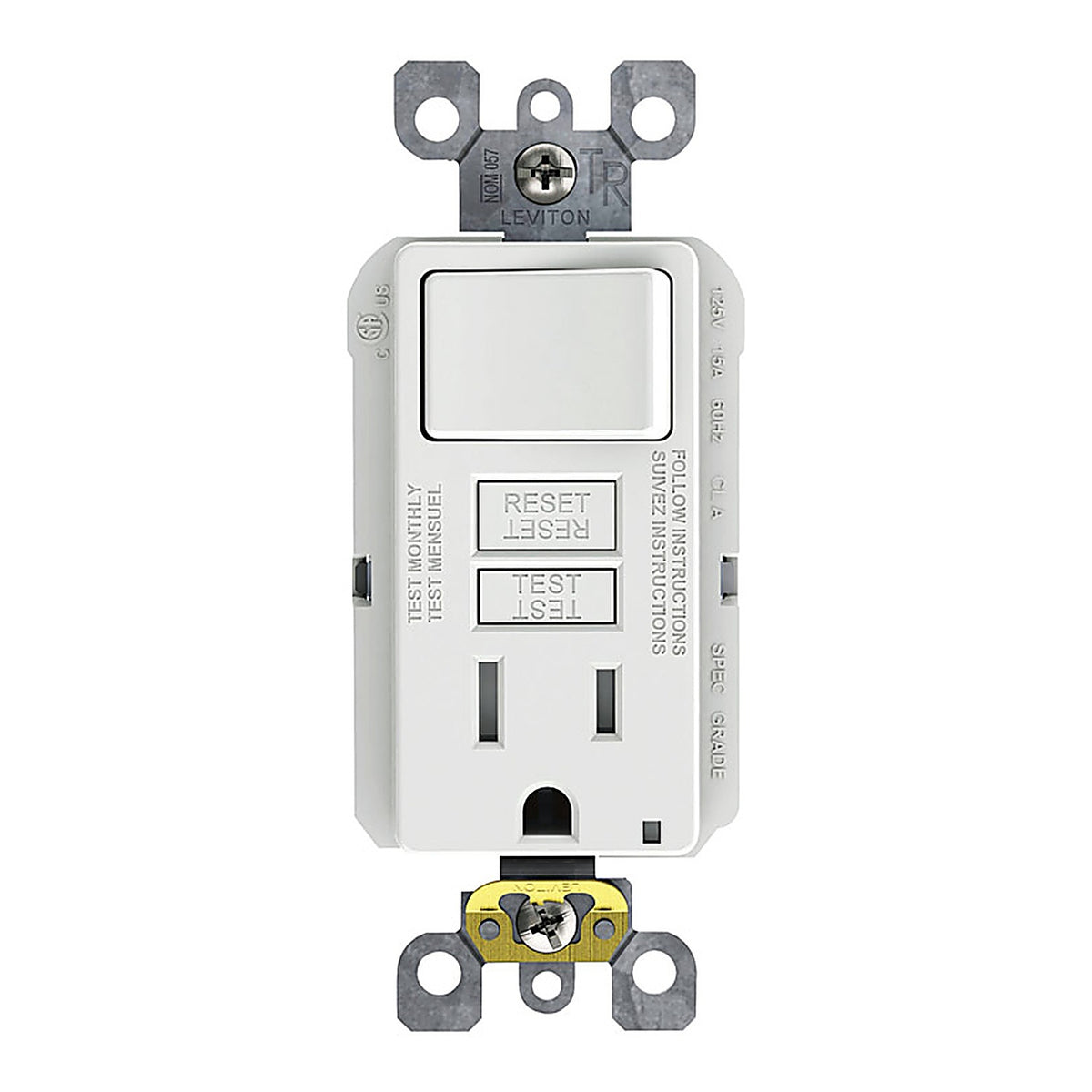 Leviton C22-SFSW1-00W SmartlockPro 15 amps 125 volt White GFCI Outlet 5-15R 1/Pack