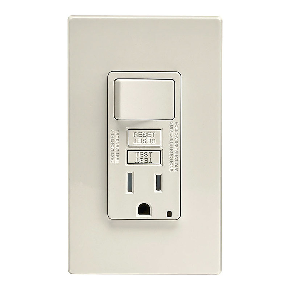 Leviton C26-GFSW1-00T SmartlockPro 15 amps 125 volt Light Almond GFCI Outlet 5-15R 1/Pack