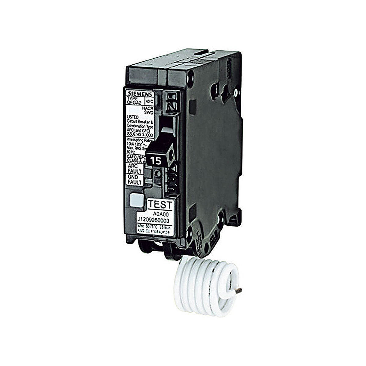 Siemens Q115DF 15 amps Dual Function Single Pole Circuit Breaker