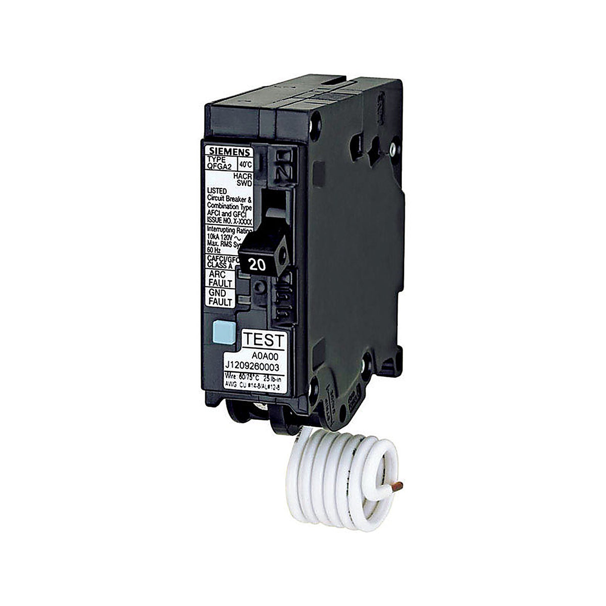 Siemens Q120DF 20 amps Dual Function 1 Circuit Breaker