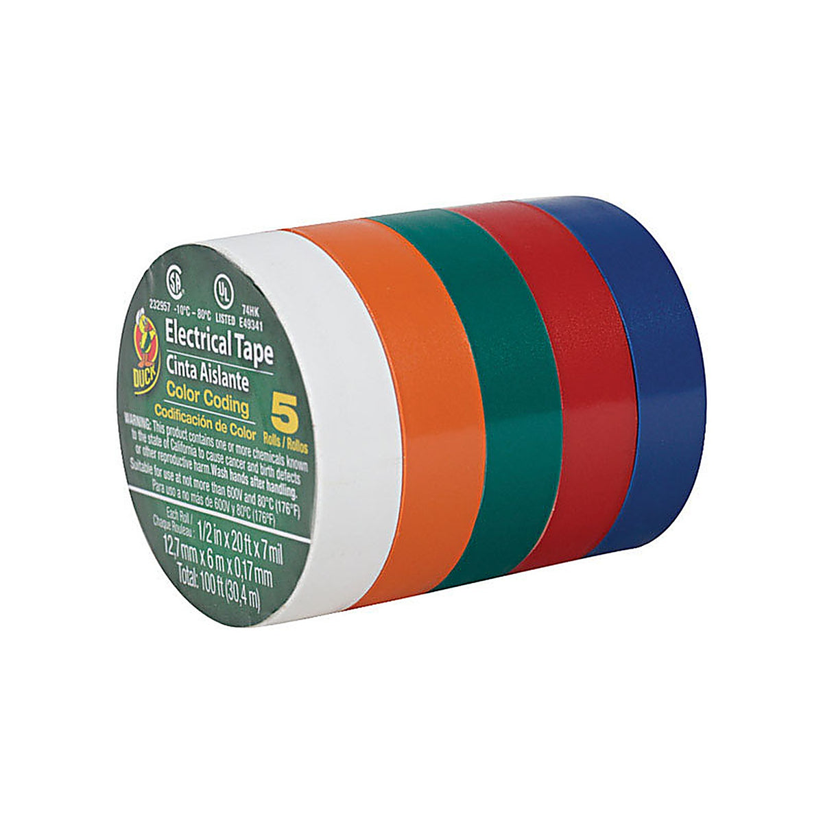 Duck - 299020 - 1/2 In. W X 20 Ft. L Assorted Vinyl Electrical Tape