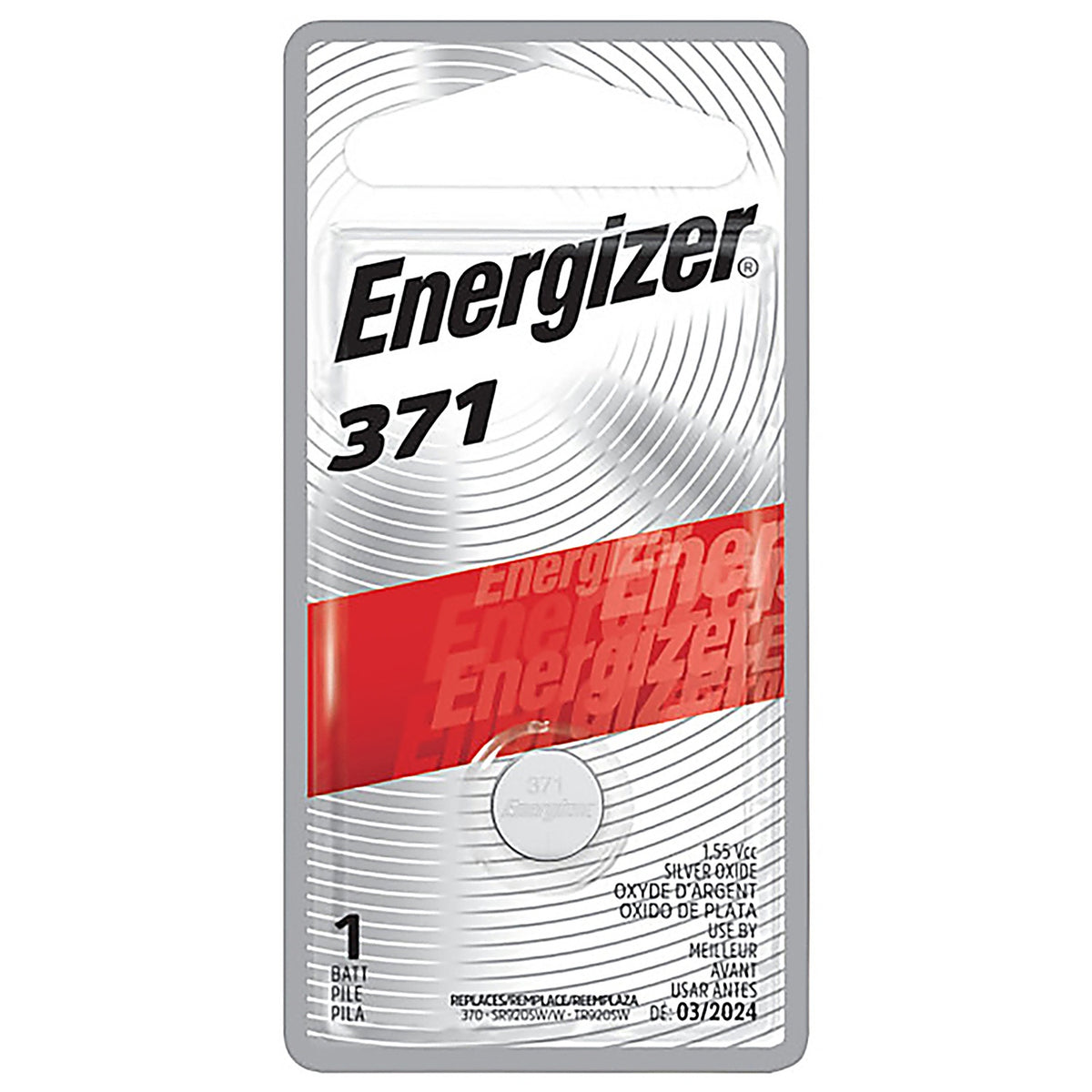 Energizer 371BPZ Silver Oxide 370/371 1.5 V Electronic/Watch Battery 1 pk