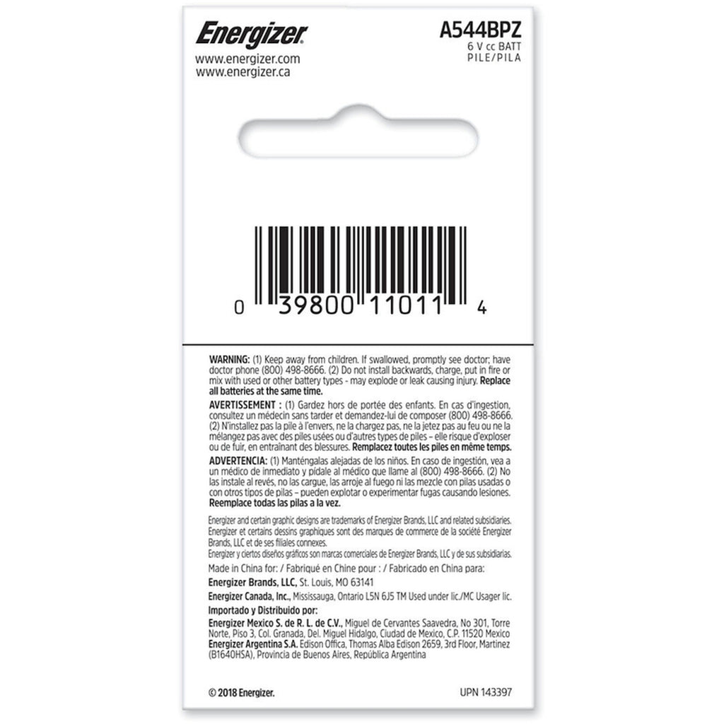 Energizer A544BPZ Alkaline A544 6 V Electronics Battery 1/Pack