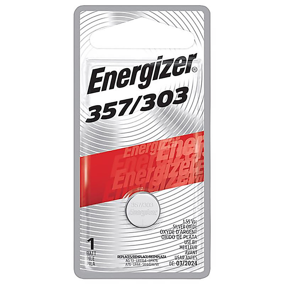 Energizer 357BPZ Silver Oxide 303/357 1.55 V 0.15 Ah Electronic/Watch Battery 1 pk