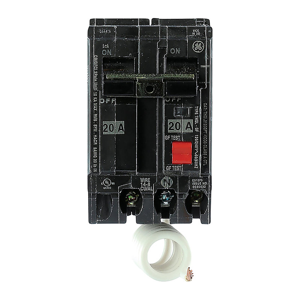 GE THQL2120GFTP 20 amps Ground Fault 2-Pole Circuit Breaker w/Self Test