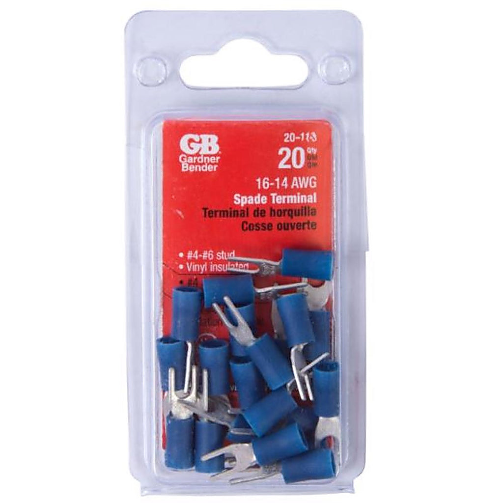 Gardner Bender - 20-113 - 16-14 Ga. Insulated Wire Spade Terminal Blue 20 Pack