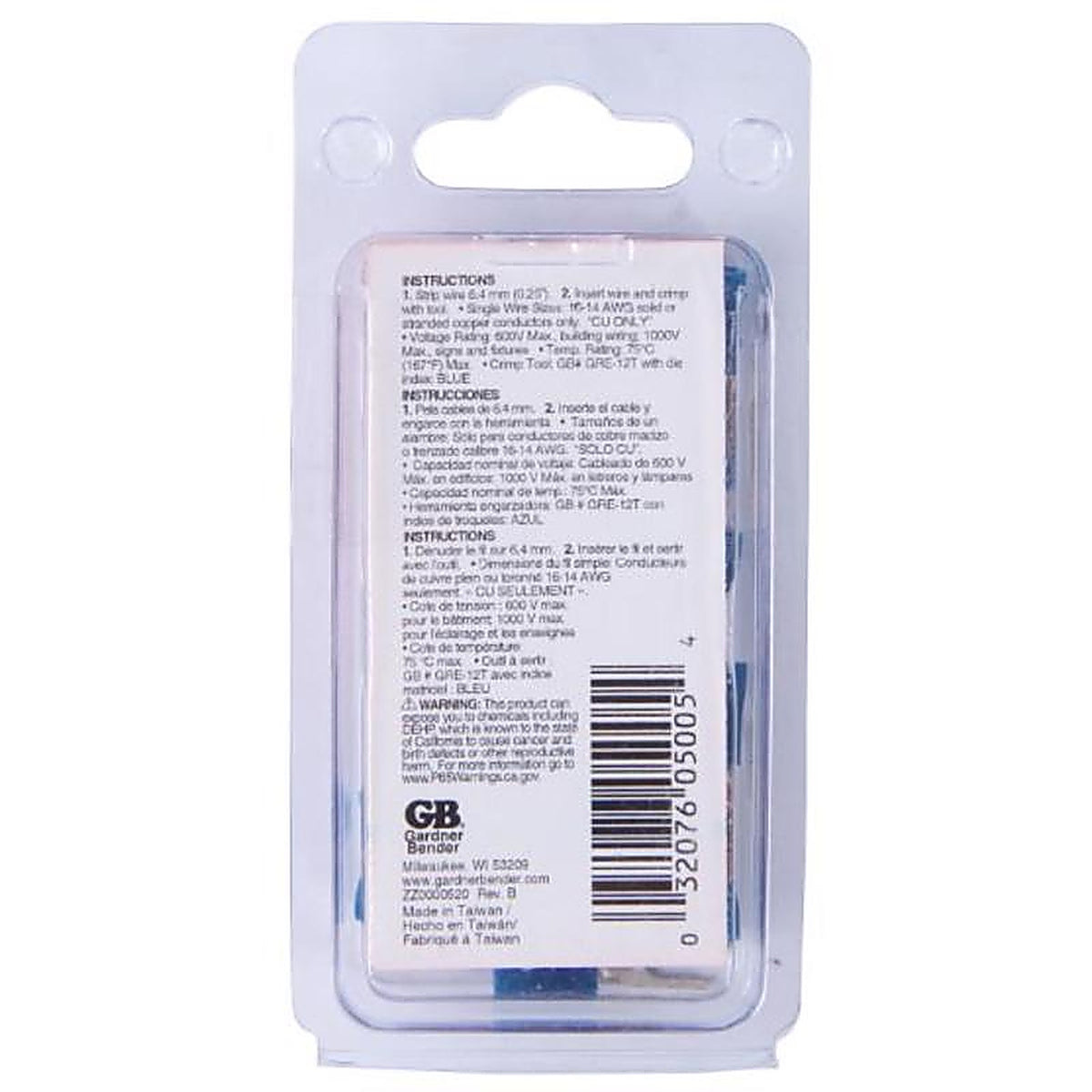 Gardner Bender - 20-113 - 16-14 Ga. Insulated Wire Spade Terminal Blue 20 Pack