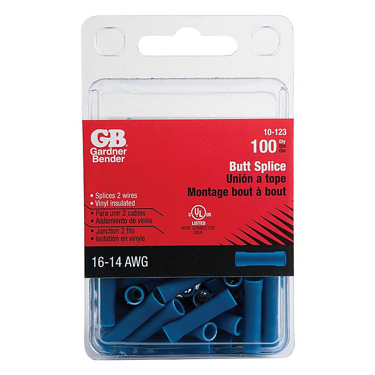 Gardner Bender 10-123 16-14 Ga. Insulated Wire Butt Splice Blue 100/Pack