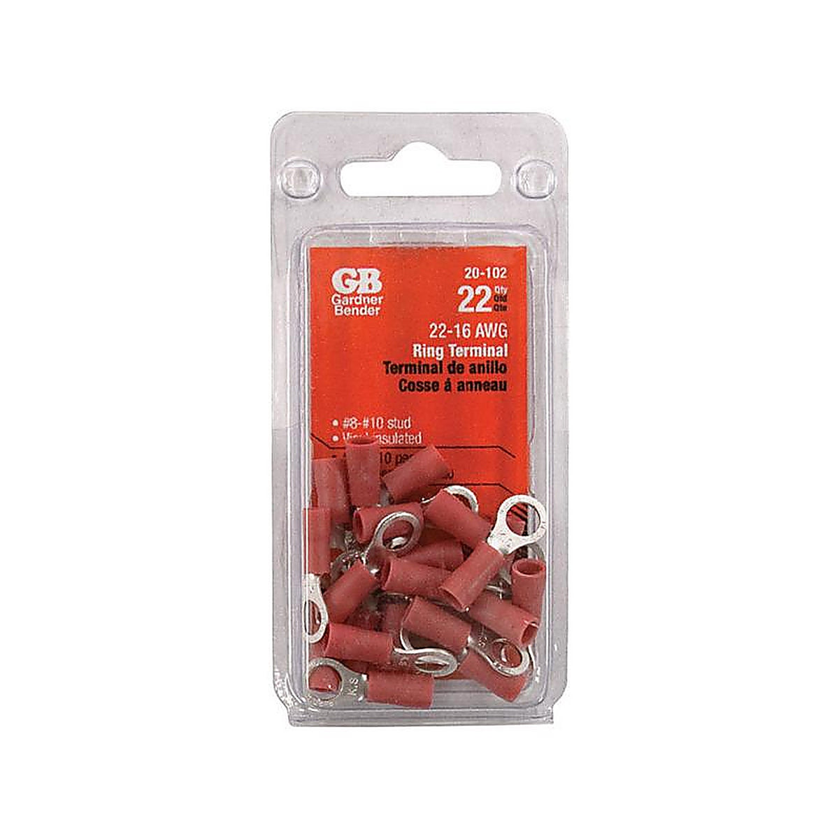Gardner Bender - 20-102 - 22-16 AWG Insulated Wire Ring Terminal Red 22 Pack