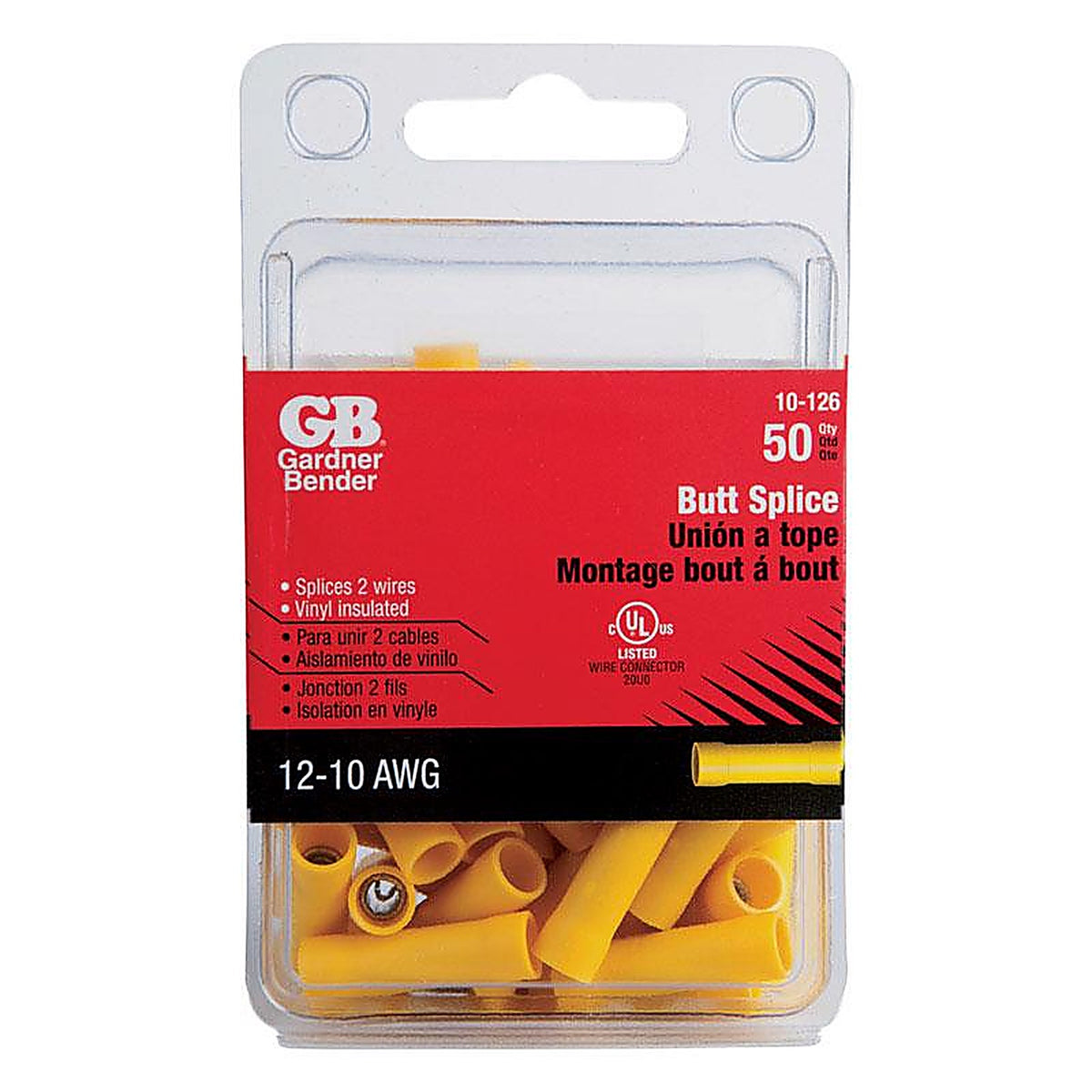 Gardner Bender 10-126 12-10 Ga. Insulated Wire Butt Splice Yellow 50/Pack