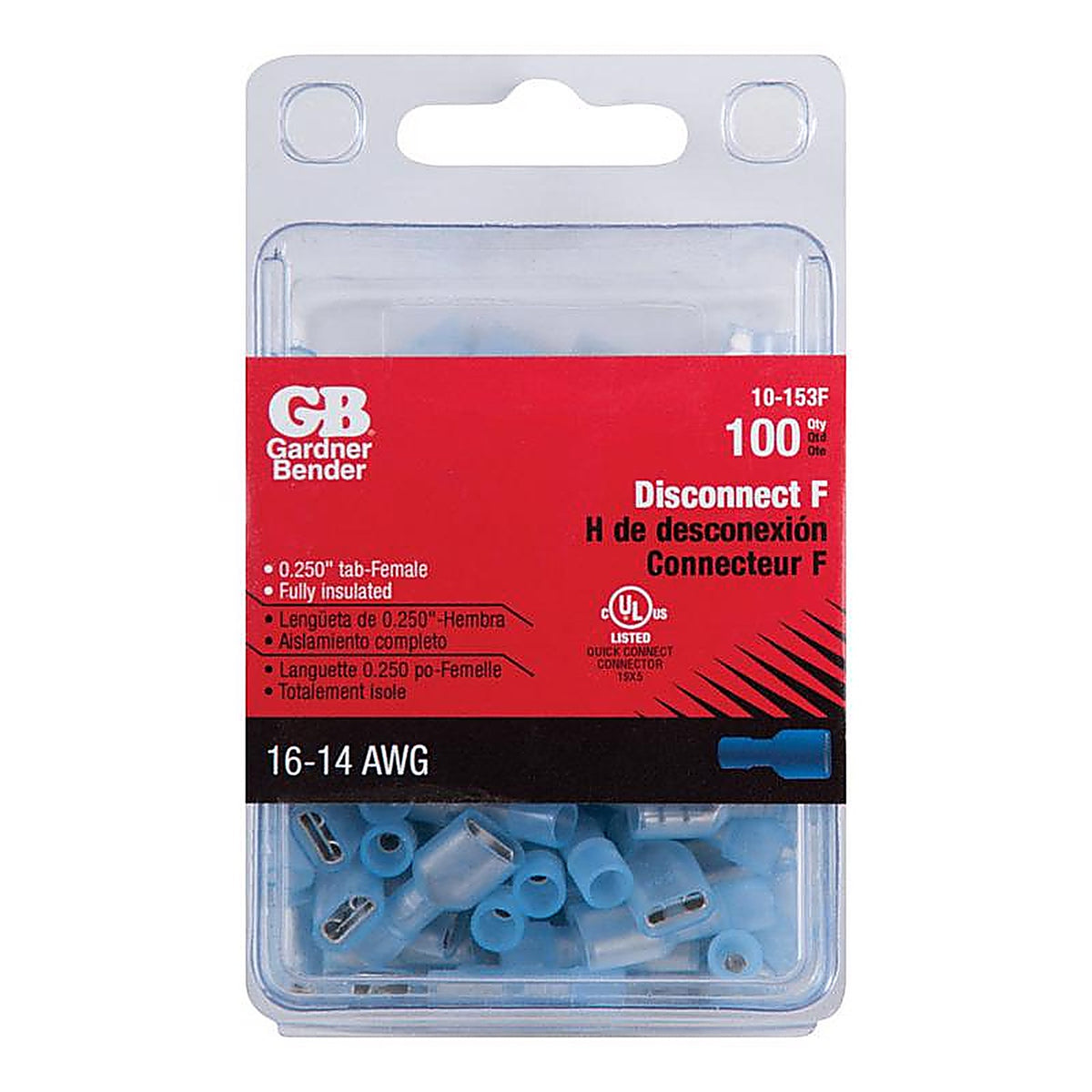 Gardner Bender 10-153F 16-14 Ga. Insulated Wire Female Disconnect Blue 100/Pack
