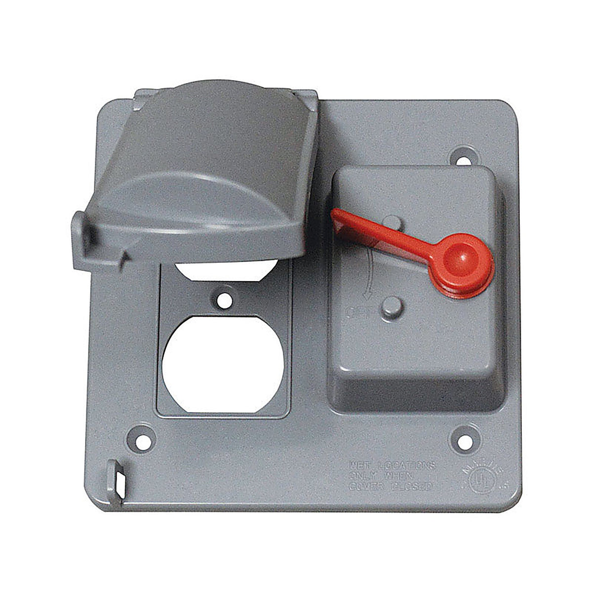 Sigma Electric 14325 Square Plastic 2 gang Combo Box Cover For 1 Toggle Switch, Wet Locations