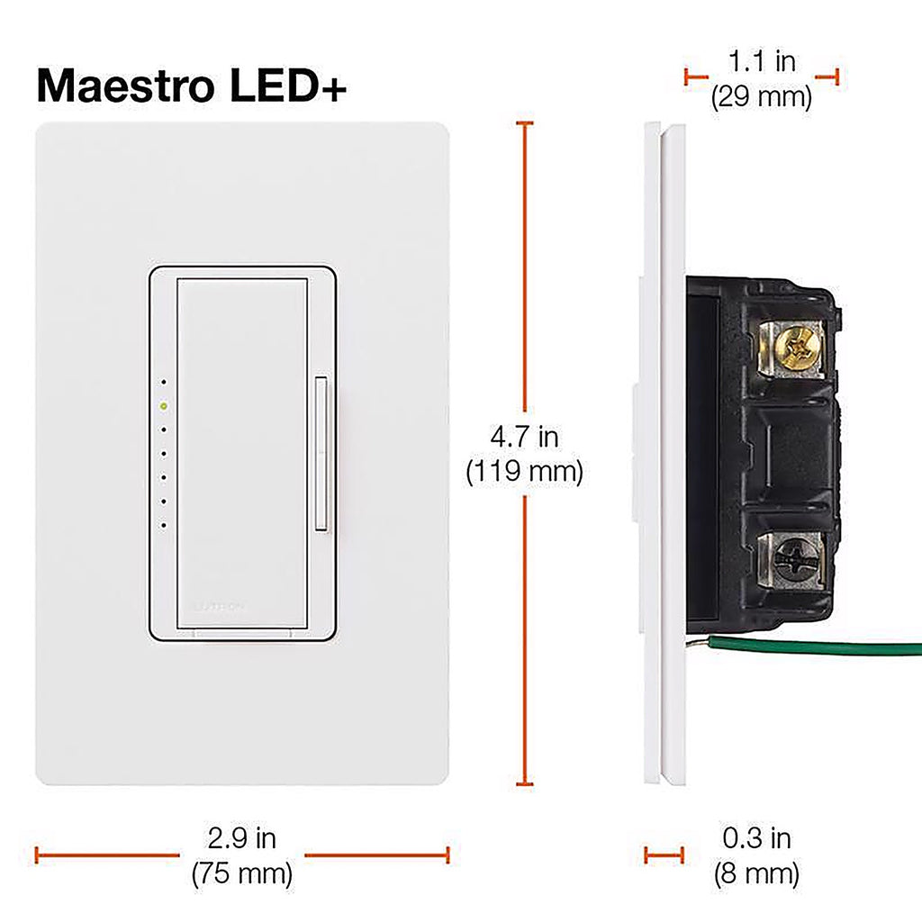 Lutron - MACL-153MLH-LA - Maestro Light Almond 150 W 3-Way Dimmer Switch 1 pk