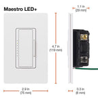Lutron - MACL-153MLH-LA - Maestro Light Almond 150 W 3-Way Dimmer Switch 1 pk