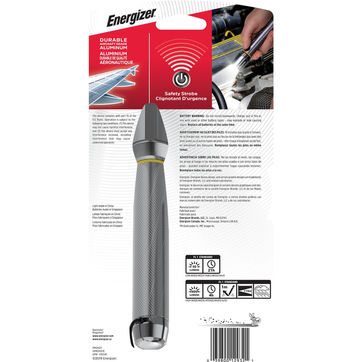 Energizer EPMZH21E 400 lumens Gray LED Flashlight AA Battery