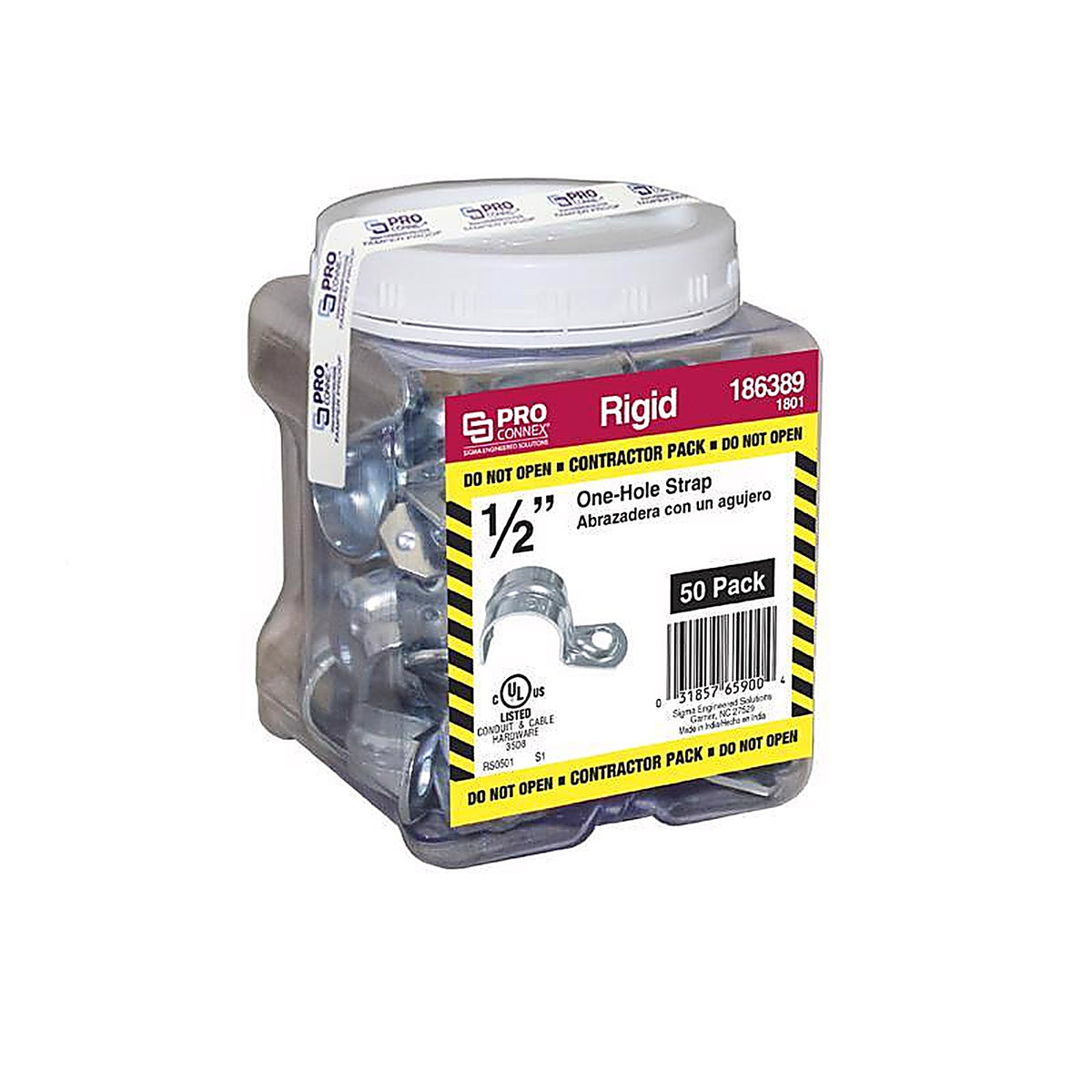 Sigma Electric 1801 ProConnex 1/2 in. Dia. Zinc-Plated Steel 1 Hole Strap 50/Pack