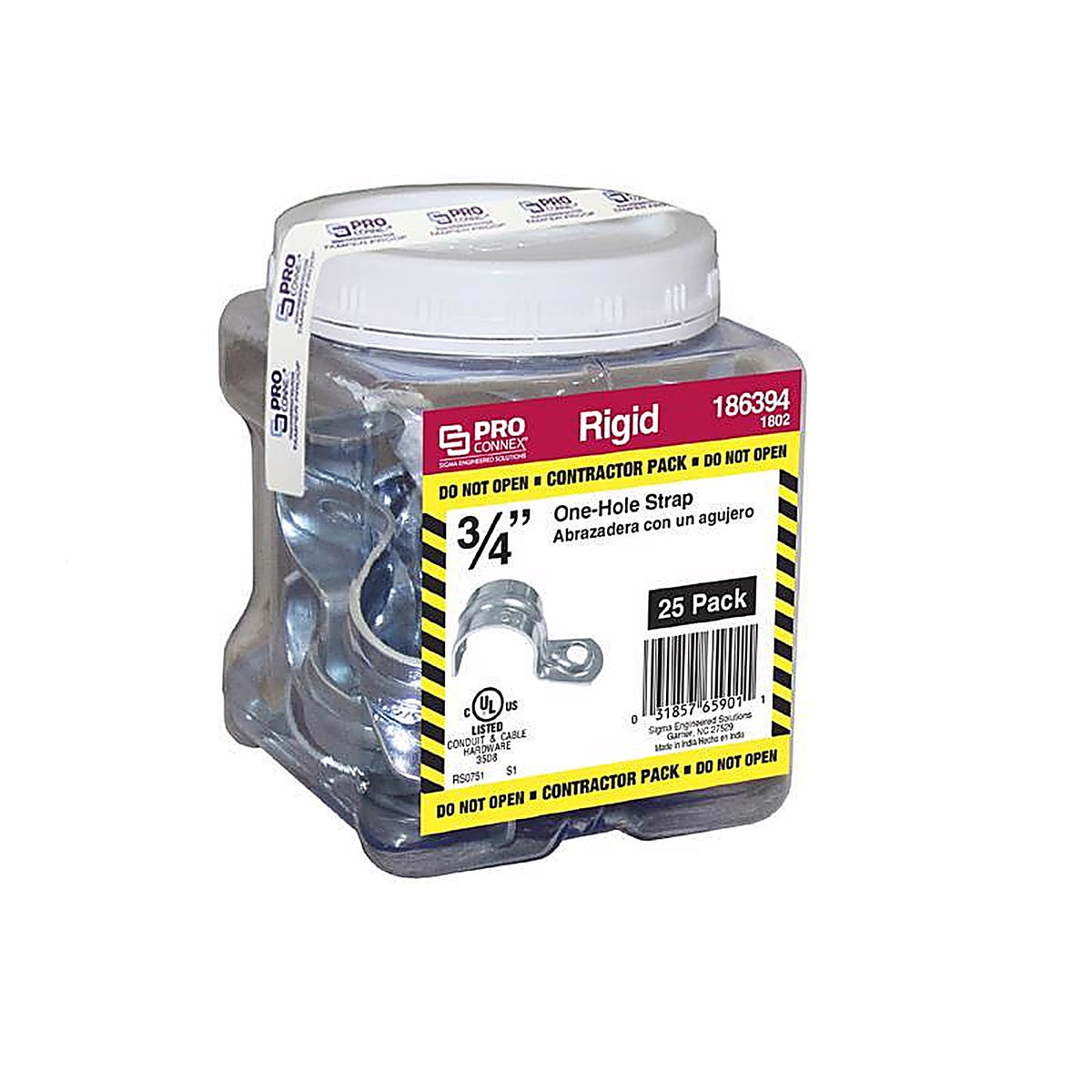 Sigma Electric 1802 ProConnex 3/4 in. Dia. Zinc-Plated Steel 1 Hole Strap 25/Pack