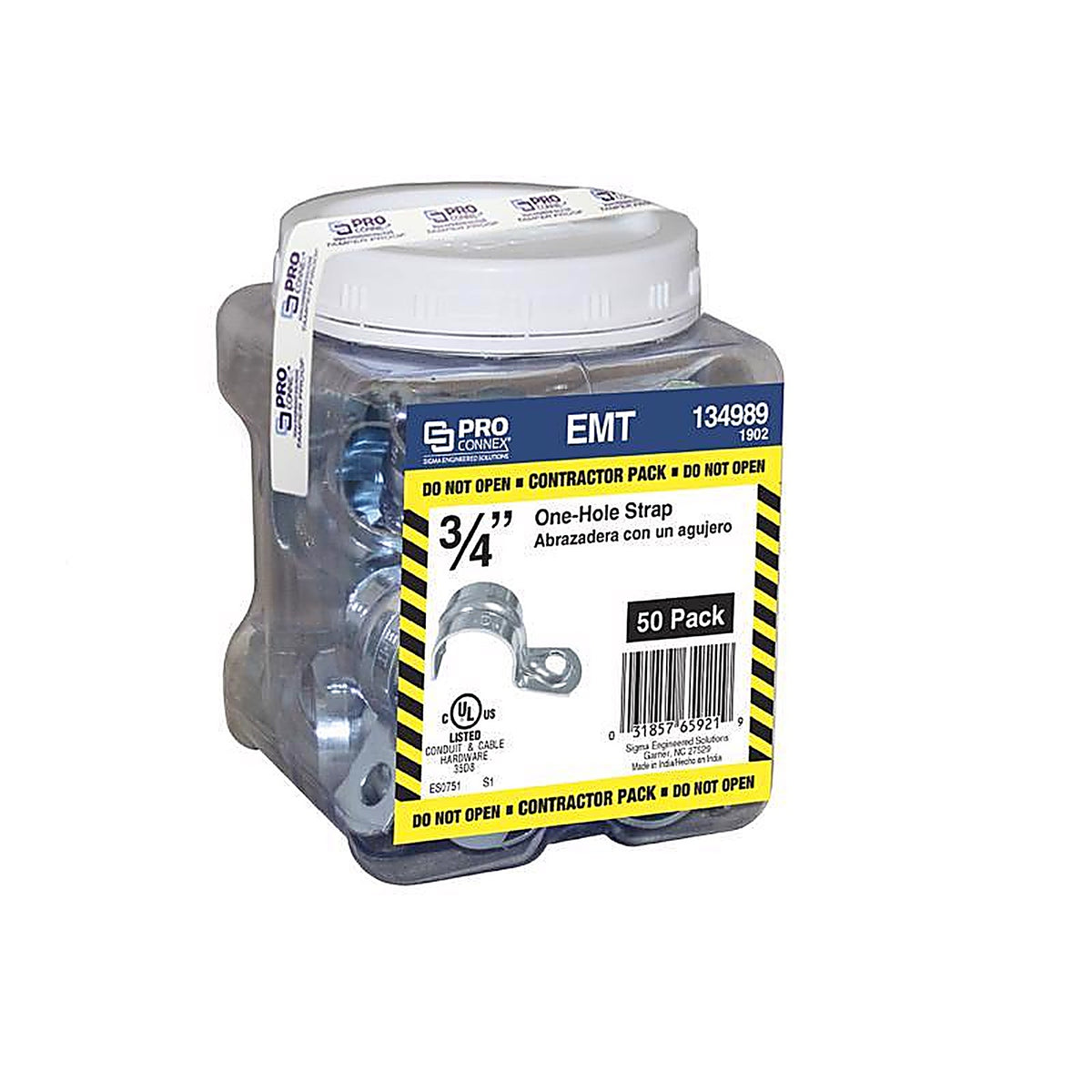 Sigma Electric 1902 ProConnex 3/4 in. Dia. Zinc-Plated Steel 1 Hole Strap 50/Pack