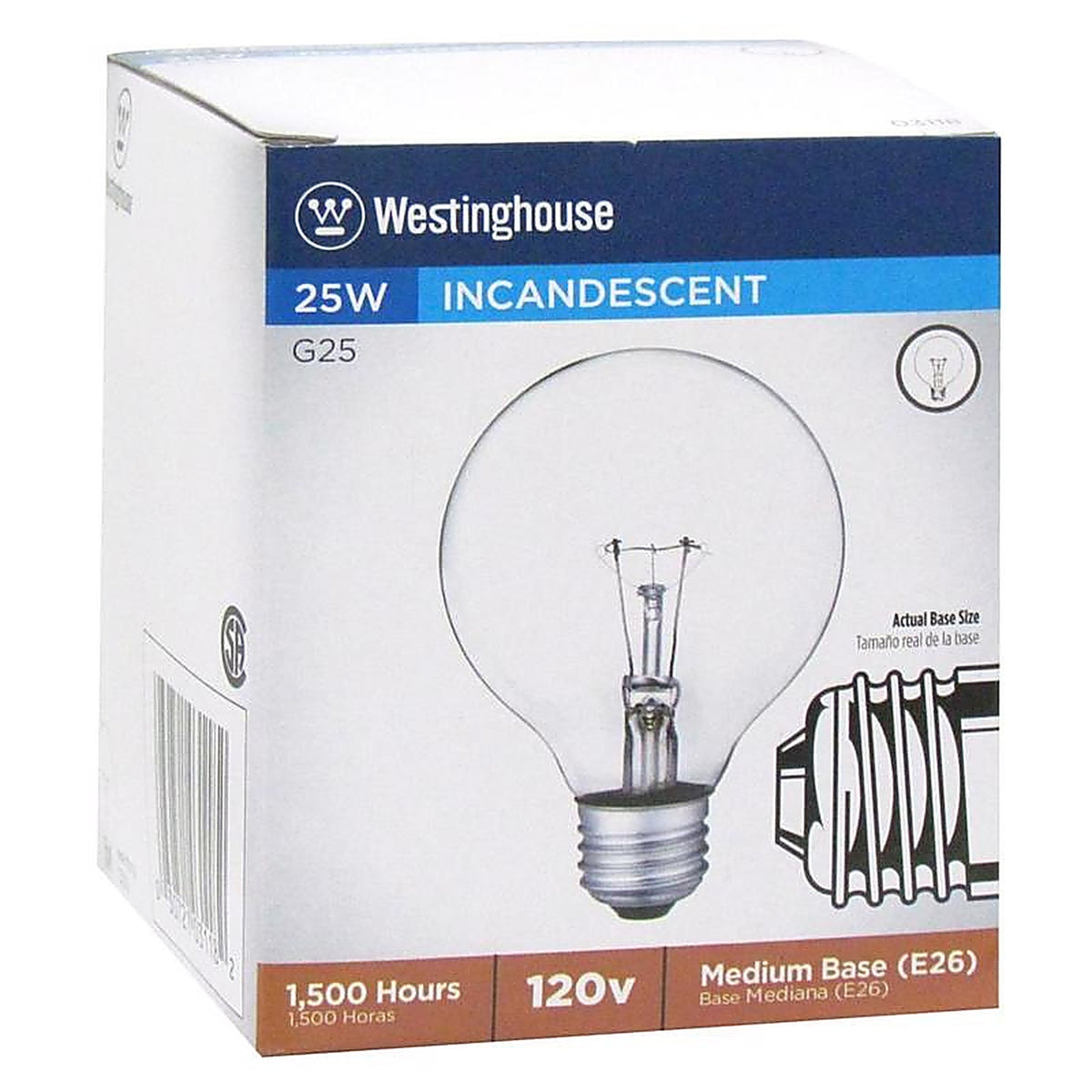 Westinghouse - 0311848 - 25 W G25 Globe Incandescent Bulb E26 (Medium) Clear 1 Pack
