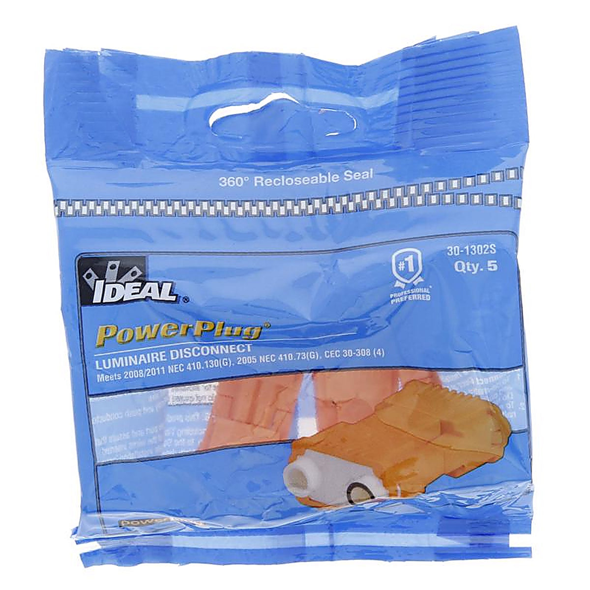 Ideal Industries - 30-1302S - Powerplug Insulated Wire Terminal Disconnect Orange 5 Pack
