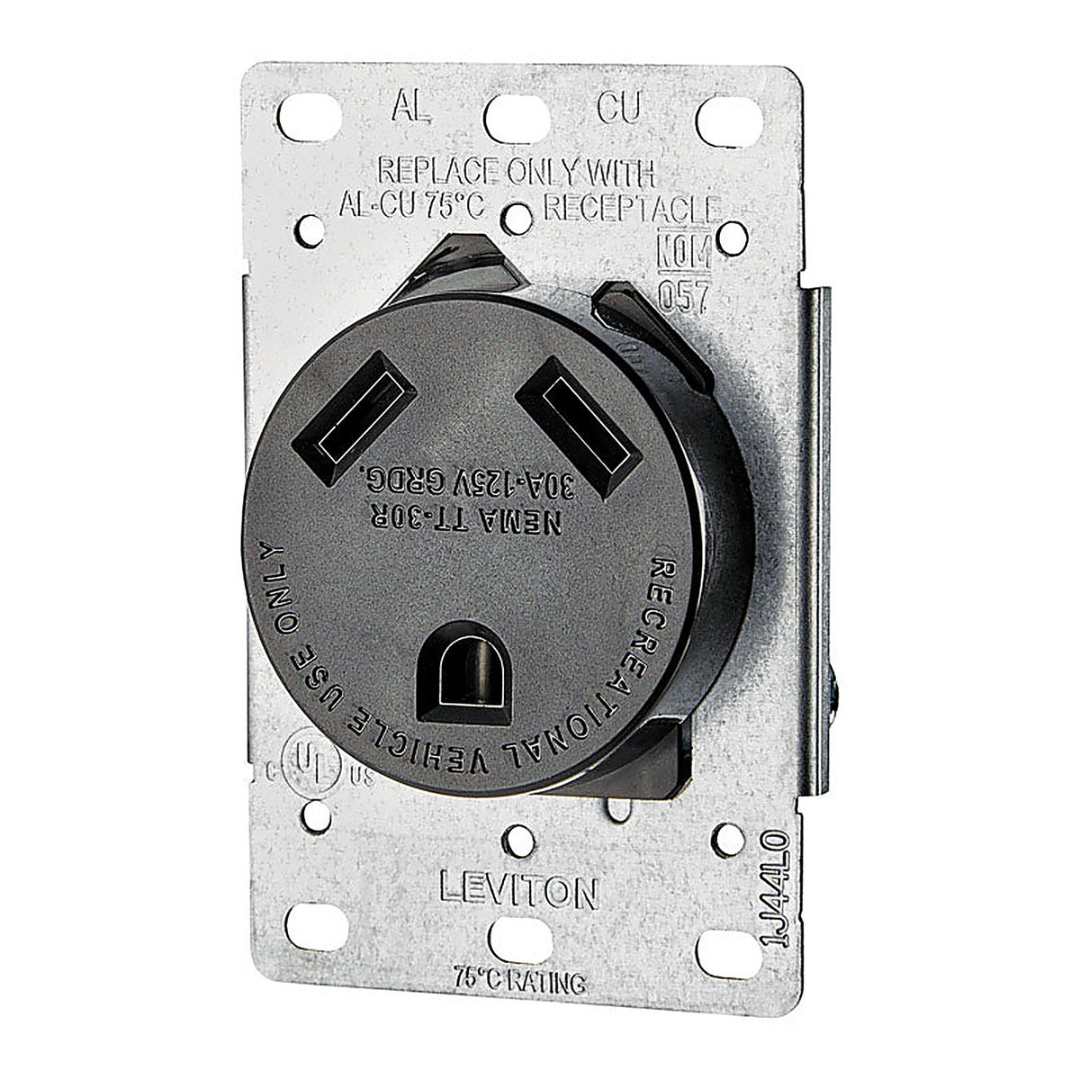 Leviton 07313-S00 30 amps 125 volt Black Outlet TT-30R 1/Pack
