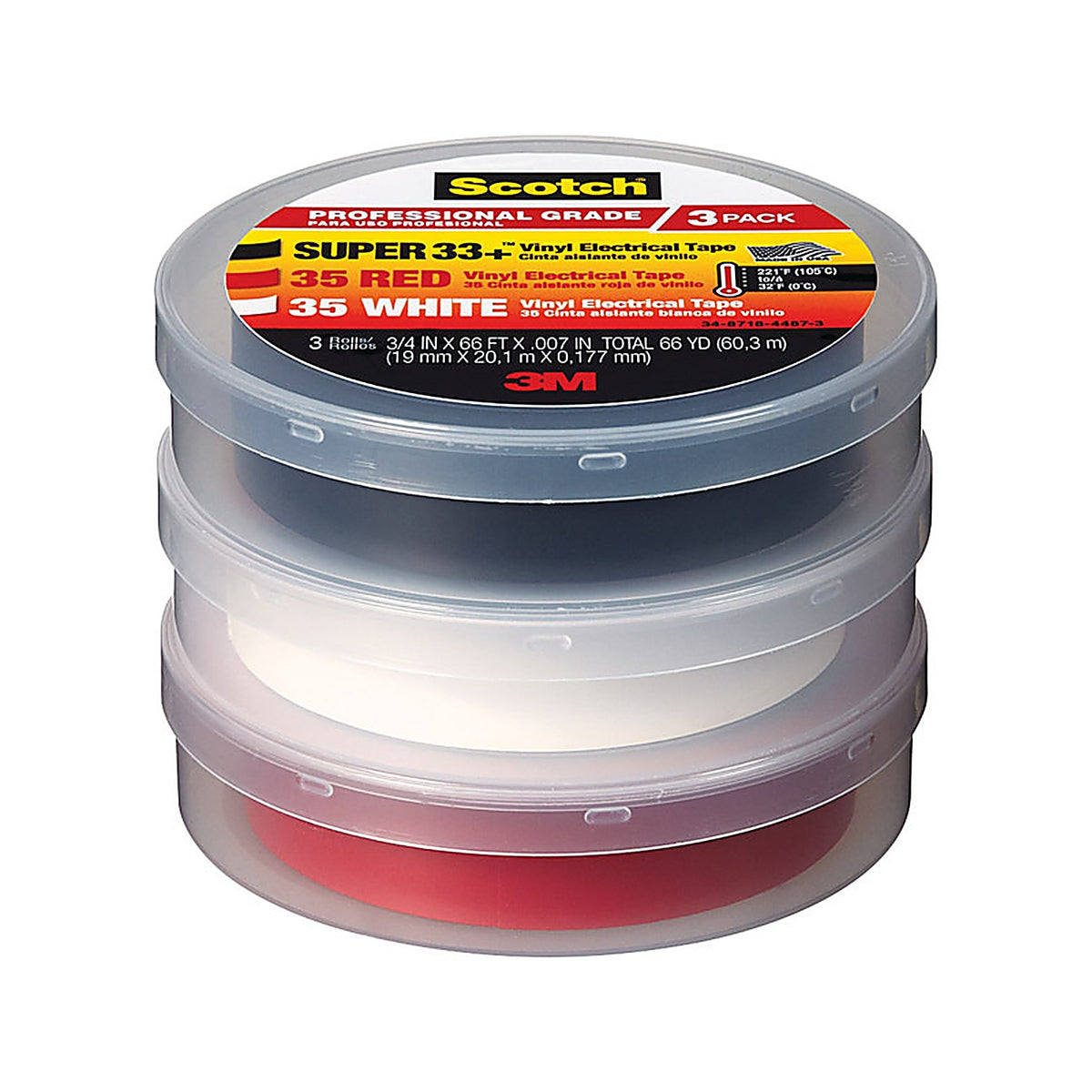 3M 6132-10828/6 Scotch 3/4 in. W x 66 ft. L Multicolored Vinyl Electrical Tape