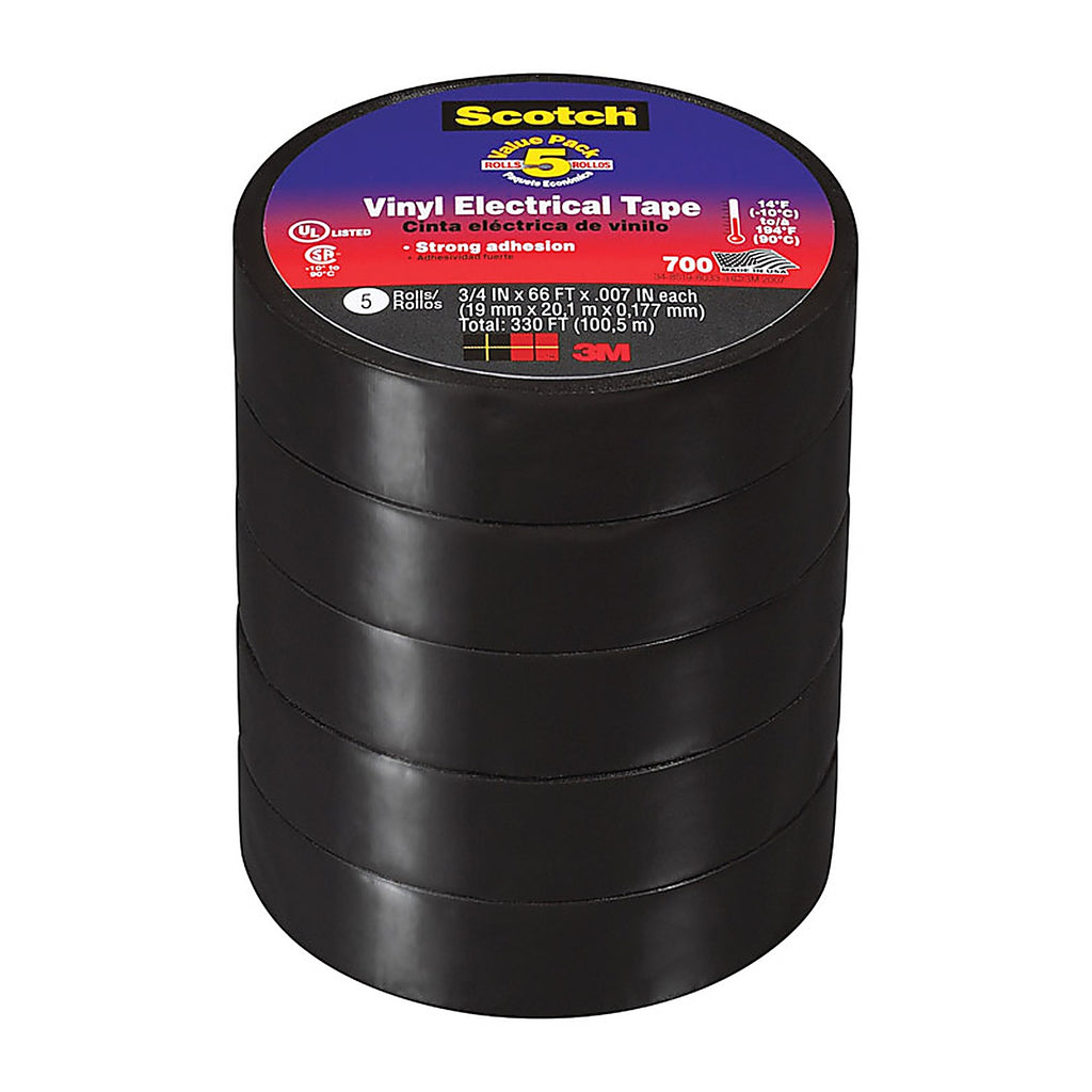 3M 24413-BA-6 Scotch 3/4 in. W x 66 ft. L Black Vinyl Electrical Tape