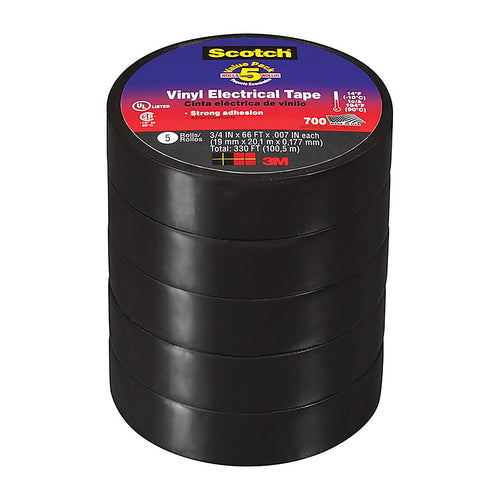 3M 24413-BA-6 Scotch 3/4 in. W x 66 ft. L Black Vinyl Electrical Tape