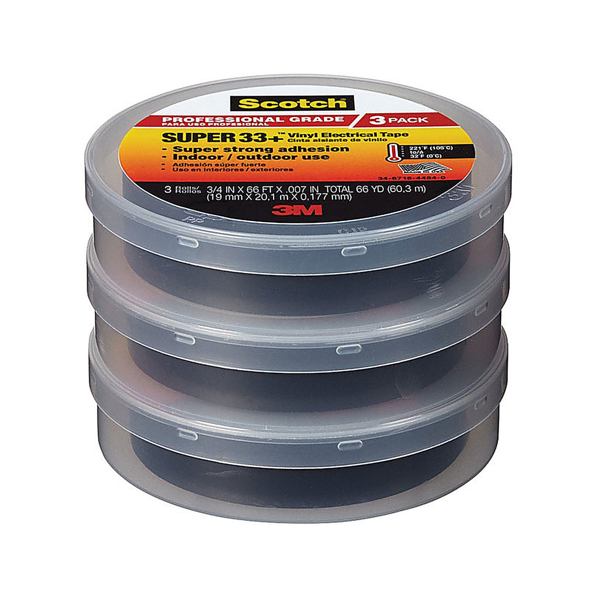 Scotch - 6132-BA-3PK-6 - 3/4 In. W X 66 Ft. L Black PVC Electrical Tape