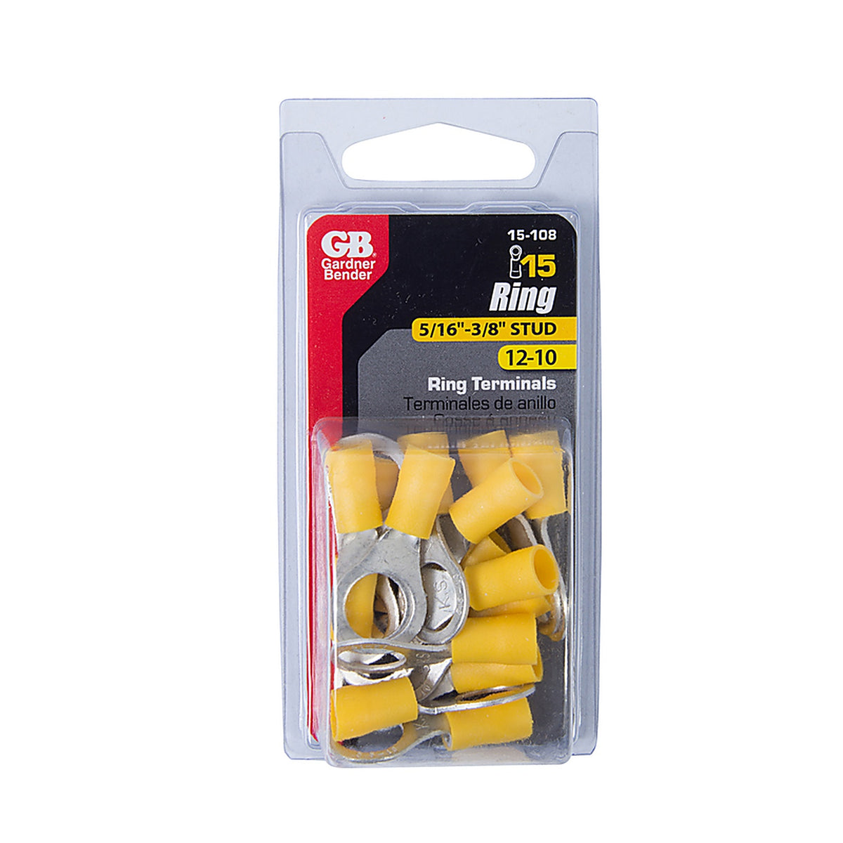 Gardner Bender 15-108 12-10 Ga. Insulated Ring Terminal Yellow 15/Pack