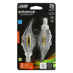Feit Electric BPCFC25927CAFL2 CA10 E12 (Candelabra) LED Bulb Soft White 25 W 2 pk