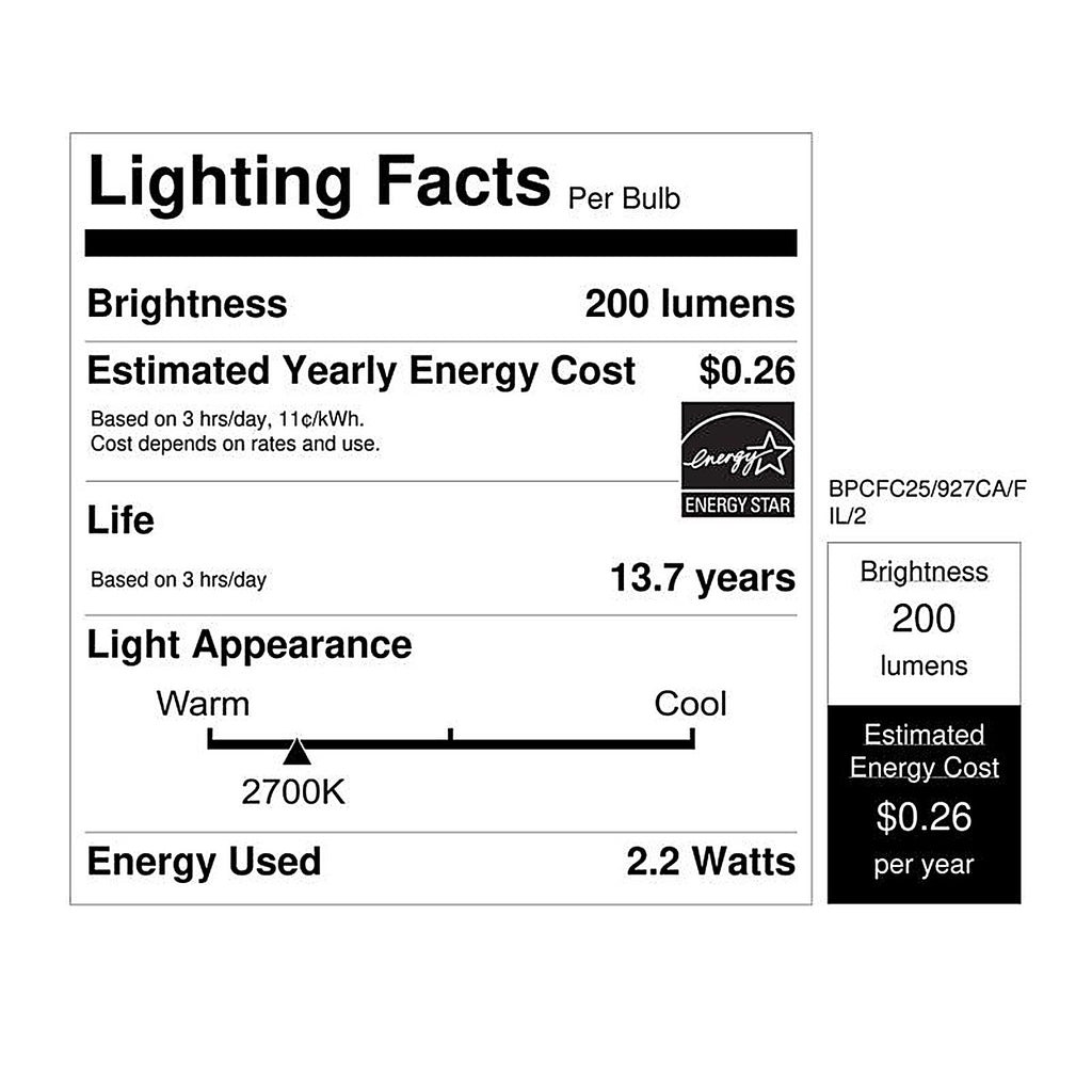 Feit Electric BPCFC25927CAFL2 CA10 E12 (Candelabra) LED Bulb Soft White 25 W 2 pk