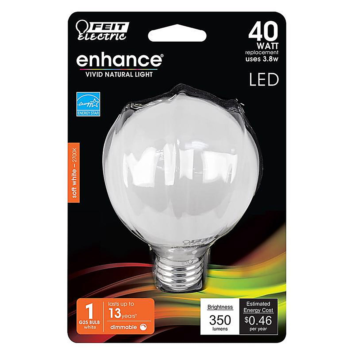 Feit Electric G2540W927CAFLRP G25 E26 (Medium) LED Bulb Soft White 40 W 1 pk