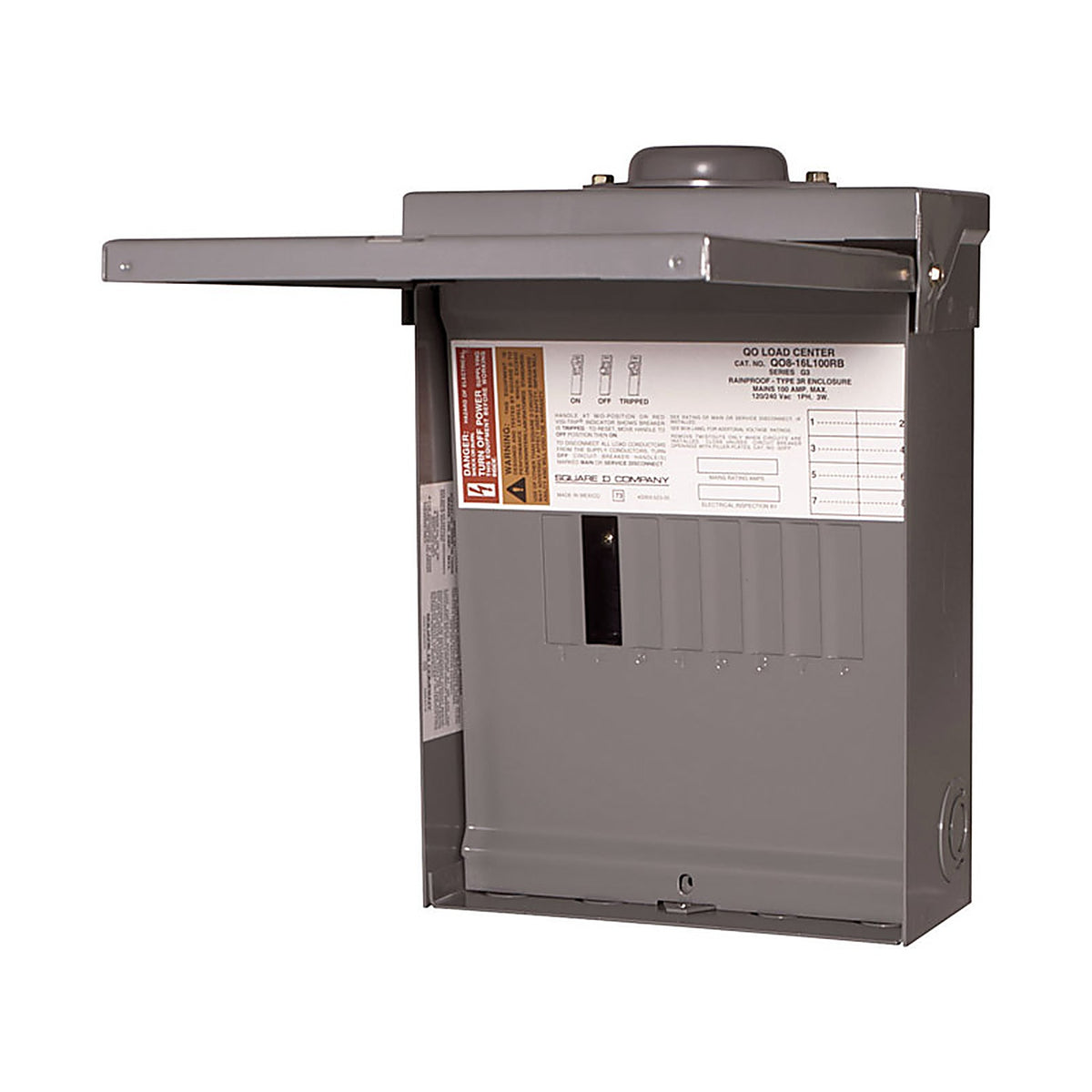 Square D - QO816L100RBCP - Qo 100 Amps 120/240 V 8 Space 16 Circuits Combination Mount Main Lug Load Center