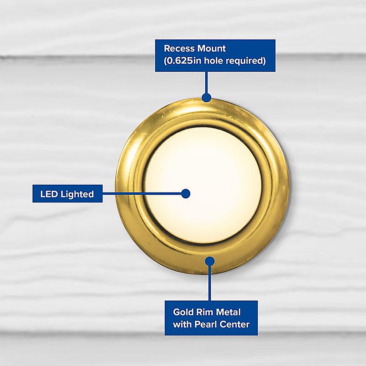 Heath Zenith SL-765-00 Polished Brass Gold/White Metal Wired Pushbutton Doorbell
