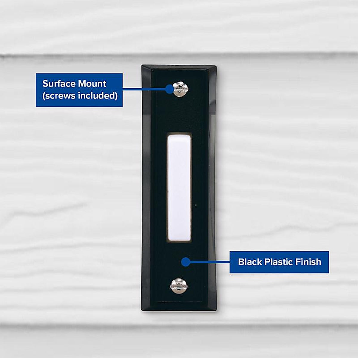 Heath Zenith SL-664-03 Black Plastic Wired Pushbutton Doorbell