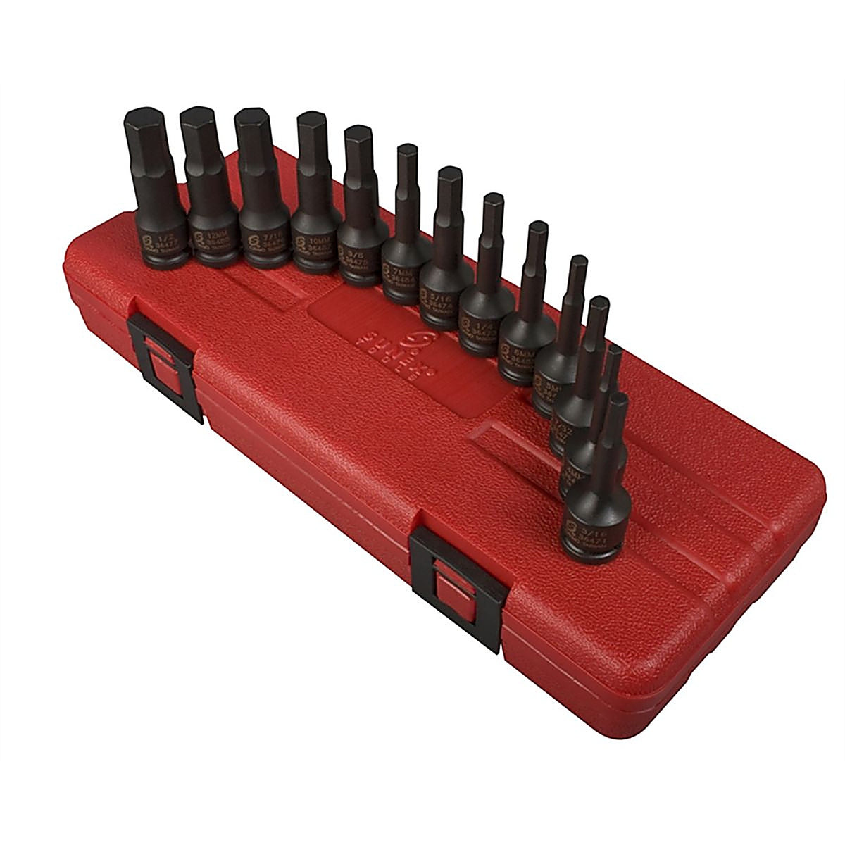 Sunex 3649 3/8in. Dr SAE & Met Hex Impact Socket Set, 13 Pc