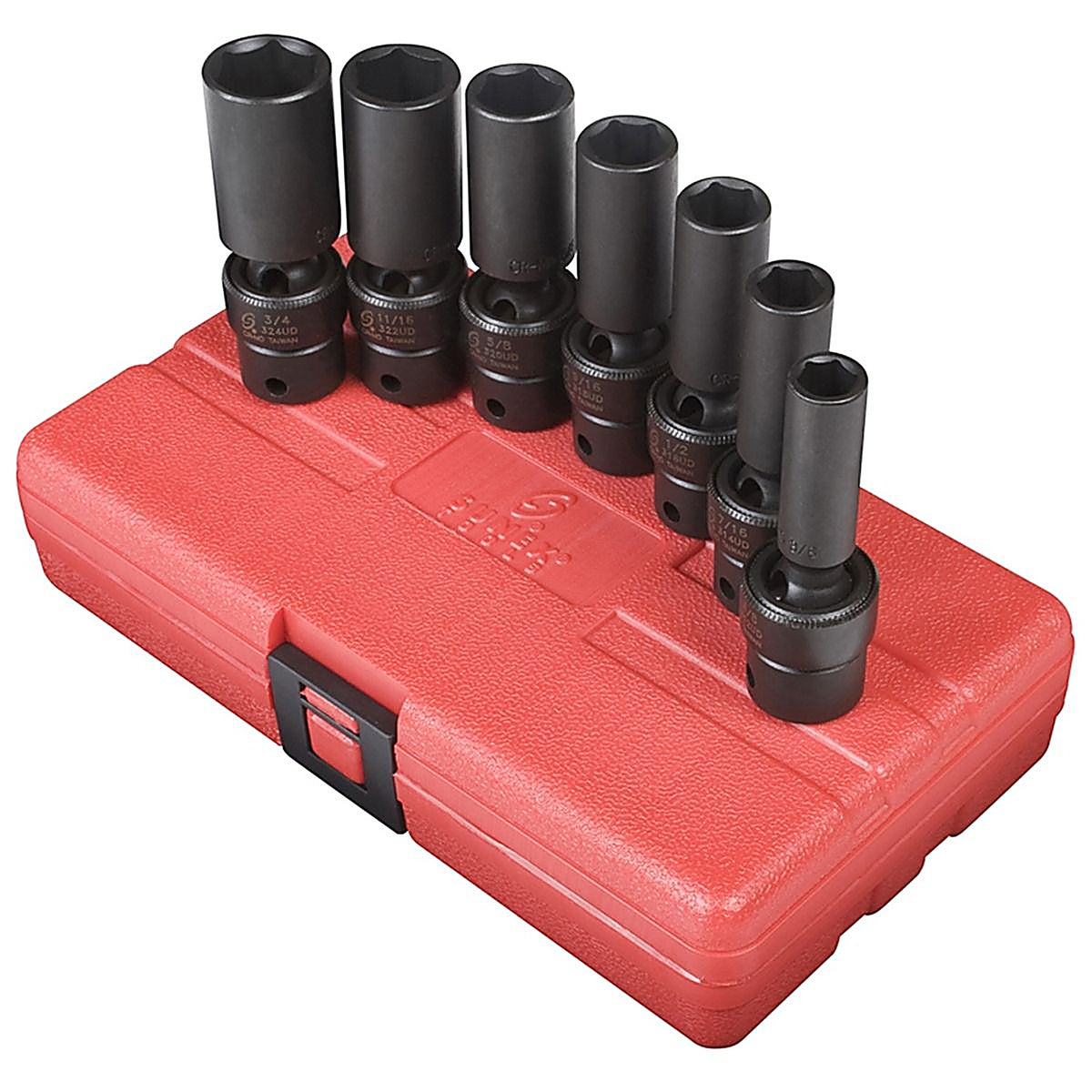 Sunex 3656 3/8in. Dr SAE Universal Deep Impact Socket Set, 7 Pc