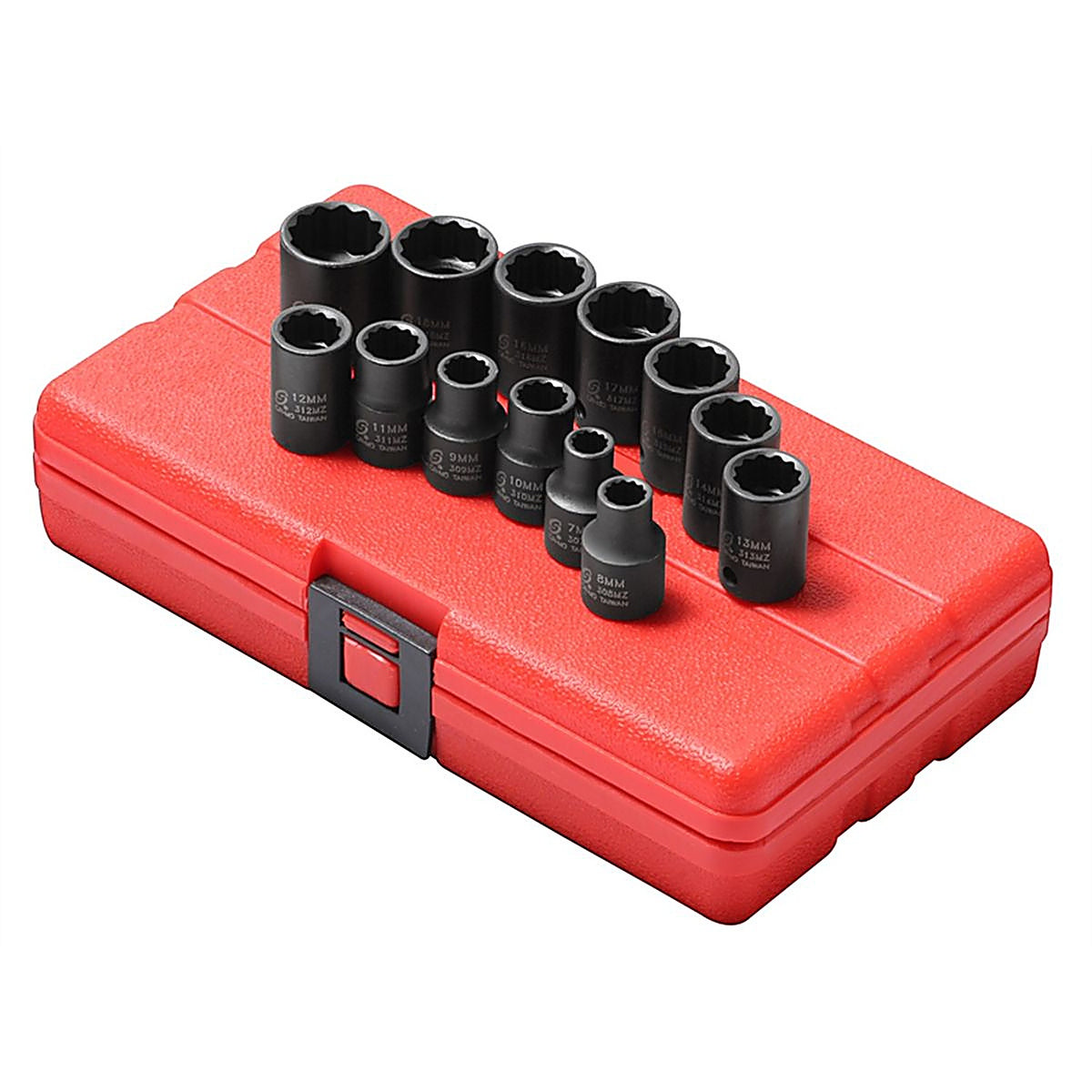 Sunex 3675 3/8in. Dr 12Pt Met Impact Socket Set, 13 Pc.