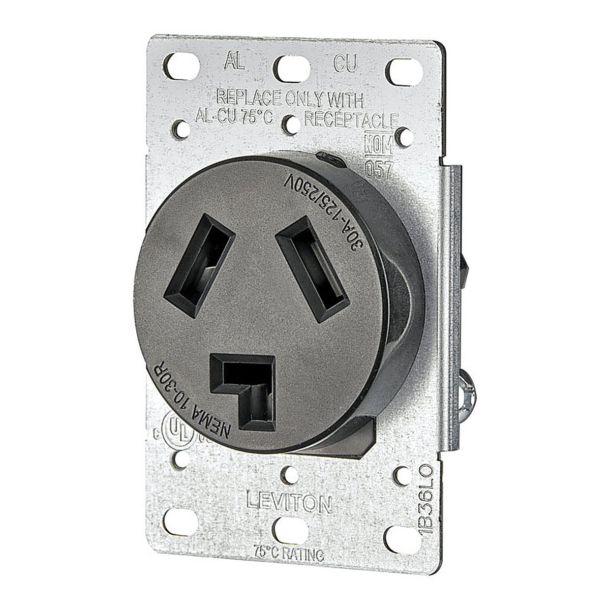 Leviton 5207-S00 30 amps 125/250 V Duplex Black Outlet 10-30R 1 pk