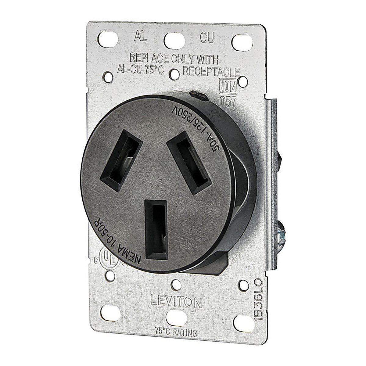 Leviton 5206-S00 50 amps 125/250 V Duplex Black Outlet 10-50R 1 pk