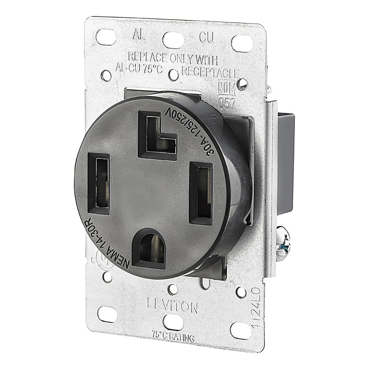 Leviton R10-00278-S00 30 amps 125/250 volt Duplex Black Outlet 14-30R 1/Pack