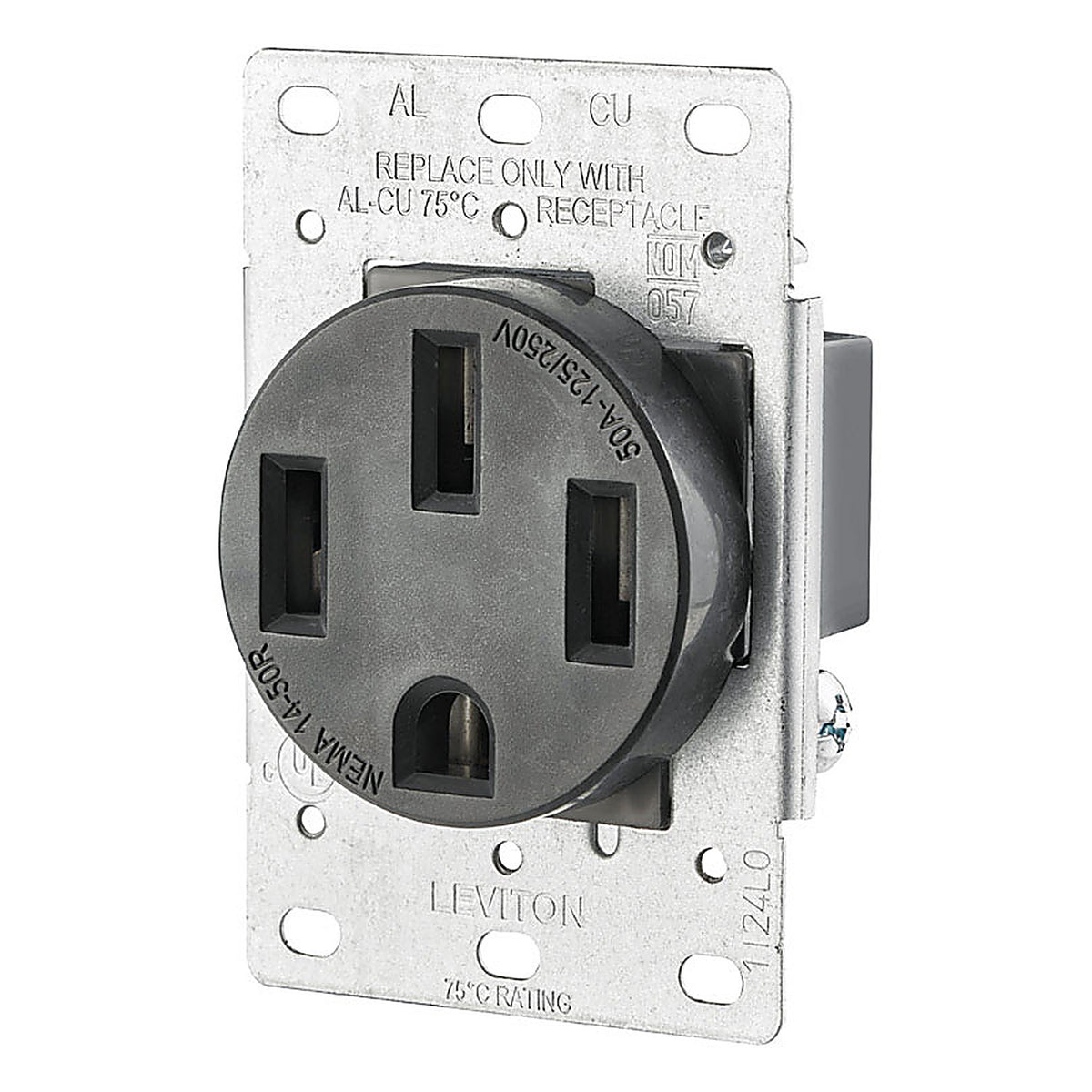 Leviton R10-00279-S00 50 amps 125/250 volt Duplex Black Outlet 14-50R 1/Pack